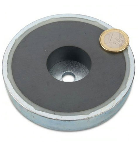 Ferrite Pot Magnets With Borehole 100x22mm