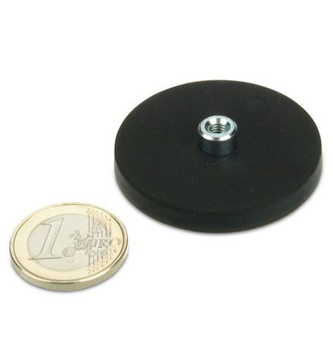 Internal Threaded Rubber Coated Base Magnets With Threaded Bushing-43mm