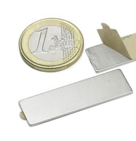 Flat Neodymium Bar Magnets With Adhesive Backing 40x12x1mm-N35-1.2kgs