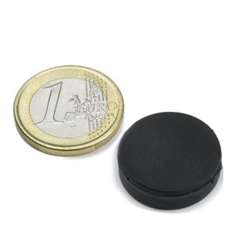 Rubber Coated Neodymium Disc Magnets Ø 22 mm, Thickness 6,4 mm, holds approx. 3.9 kg