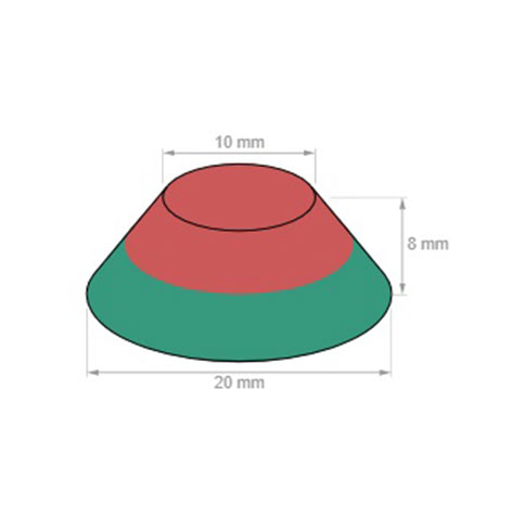 Neodymium Cone Magnets D20xd10x8mm